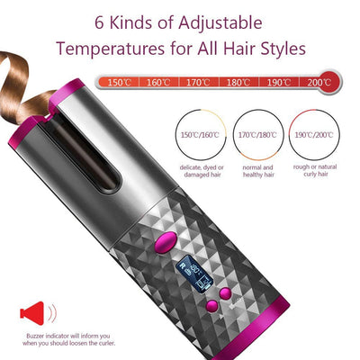 Portable Cordless Automatic Hair Curler