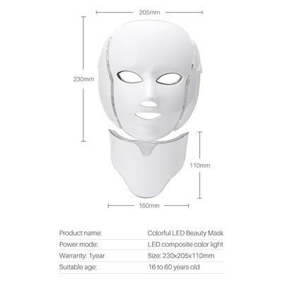 7 Colors Beauty Therapy Photon LED Facial Mask